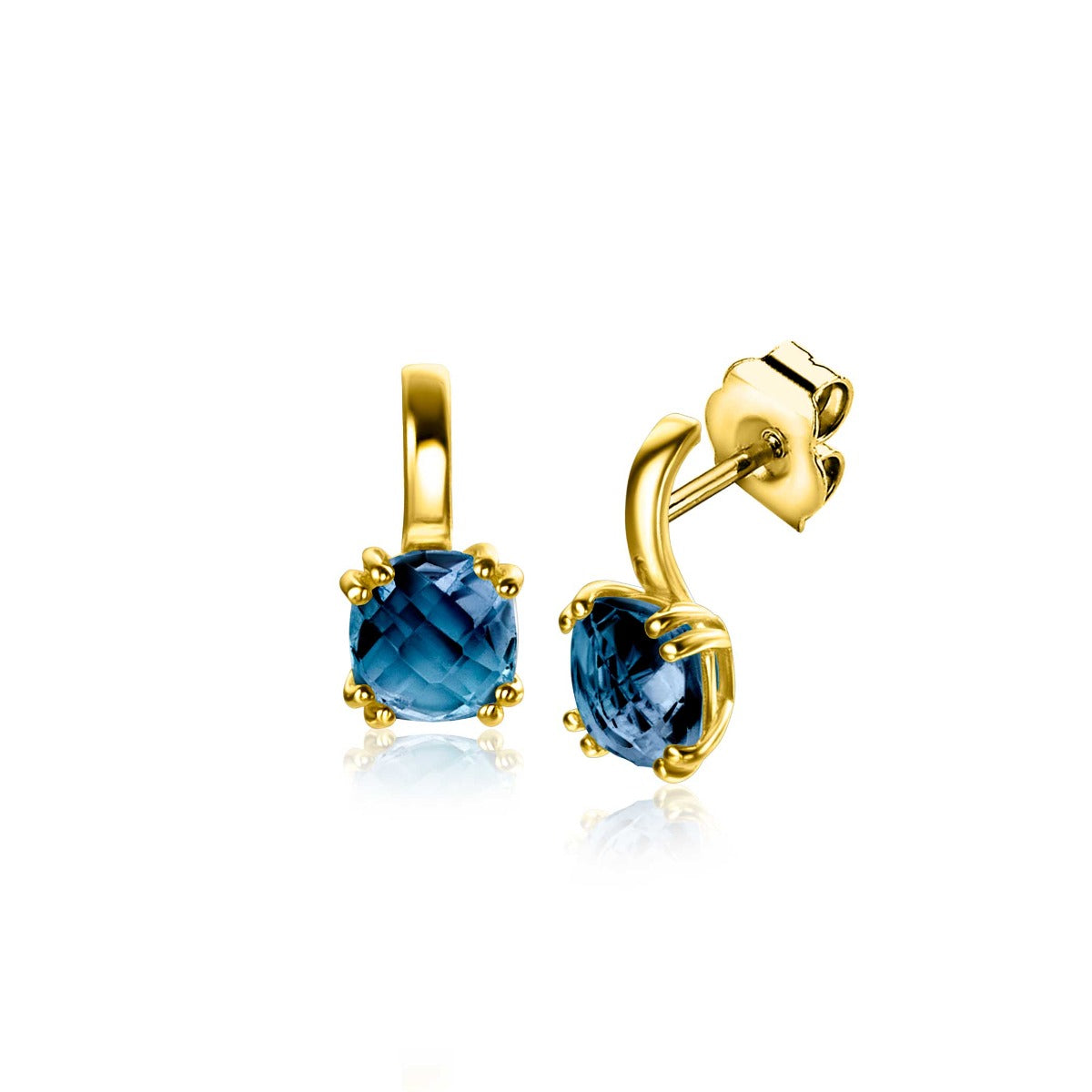 ZINZI 14K Gouden Oorknoppen met Blauwe Topaas ZGO537 oorbellen