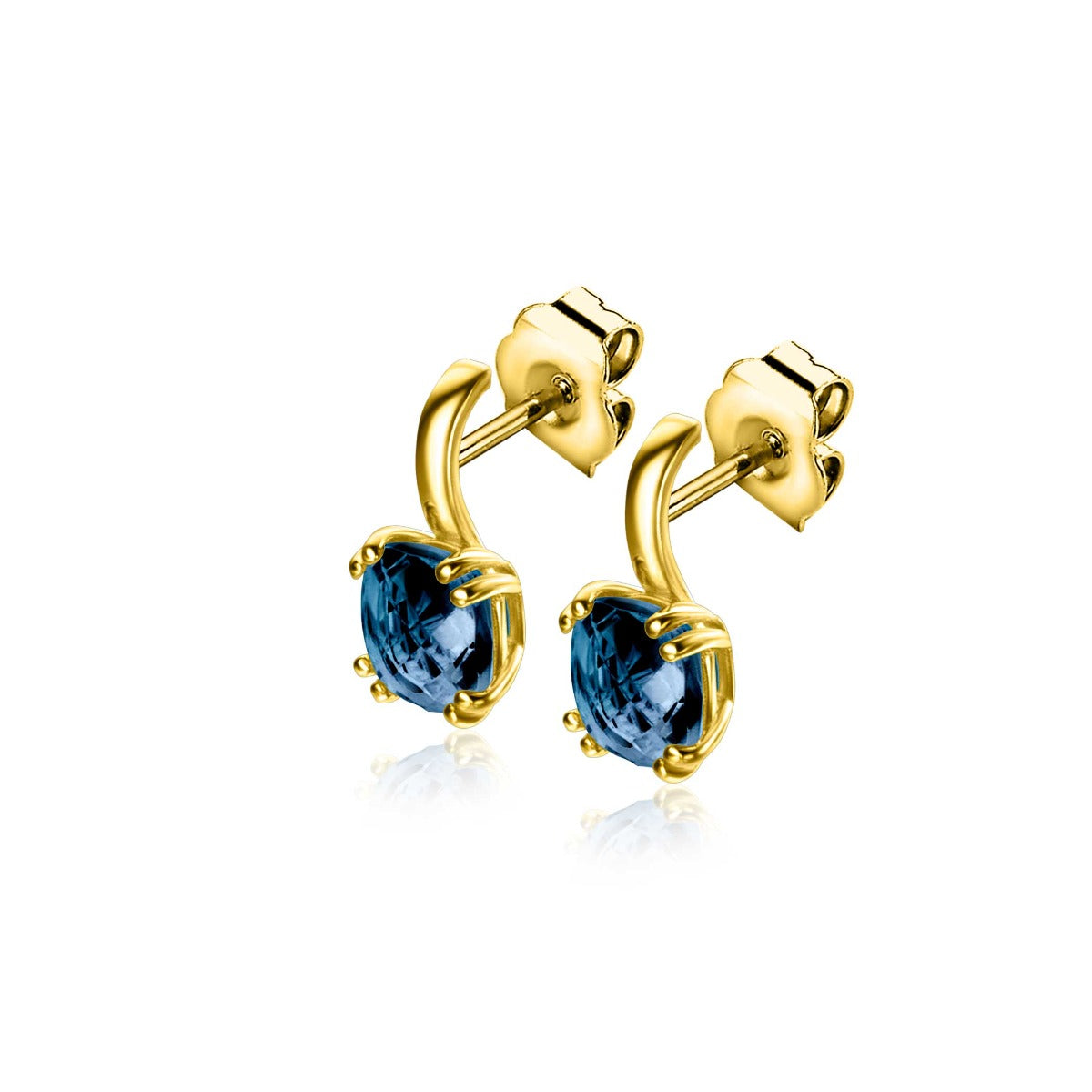 ZINZI 14K Gouden Oorknoppen met Blauwe Topaas ZGO537 oorbellen