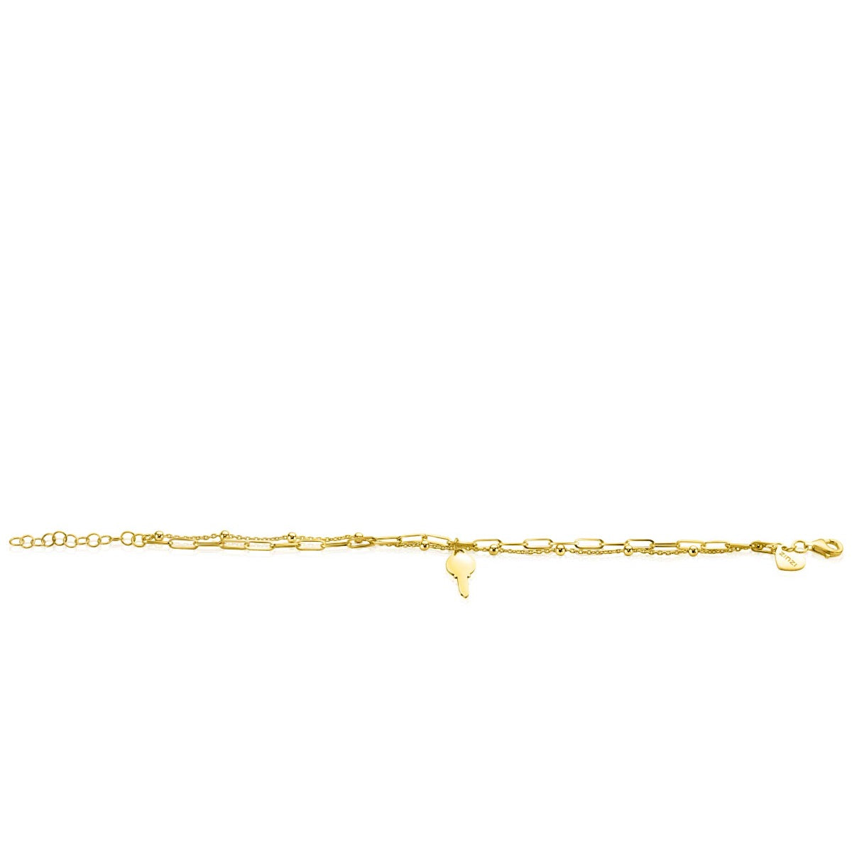 ZINZI gold plated zilveren multi-look armband met glanzende sleutel als bedel ZIA2357 - PansiteNederland.nl