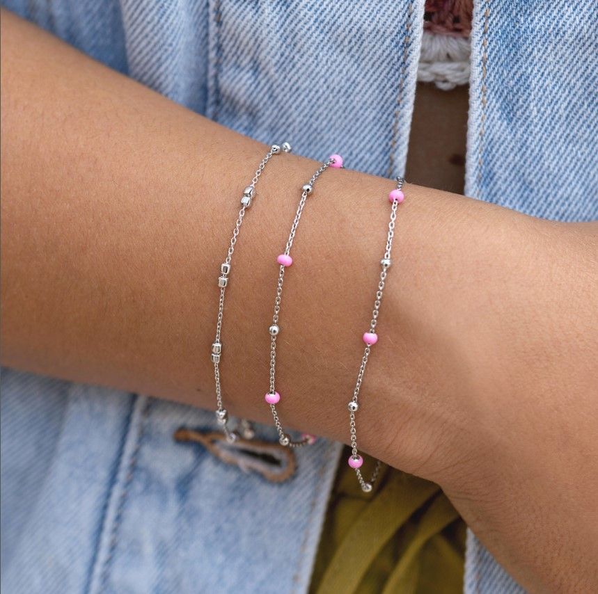 ZINZI zilveren fantasie armband met 5 roze donuts en glanzende bolletjes 17-19,5cm ZIA2510 - PansiteNederland.nl