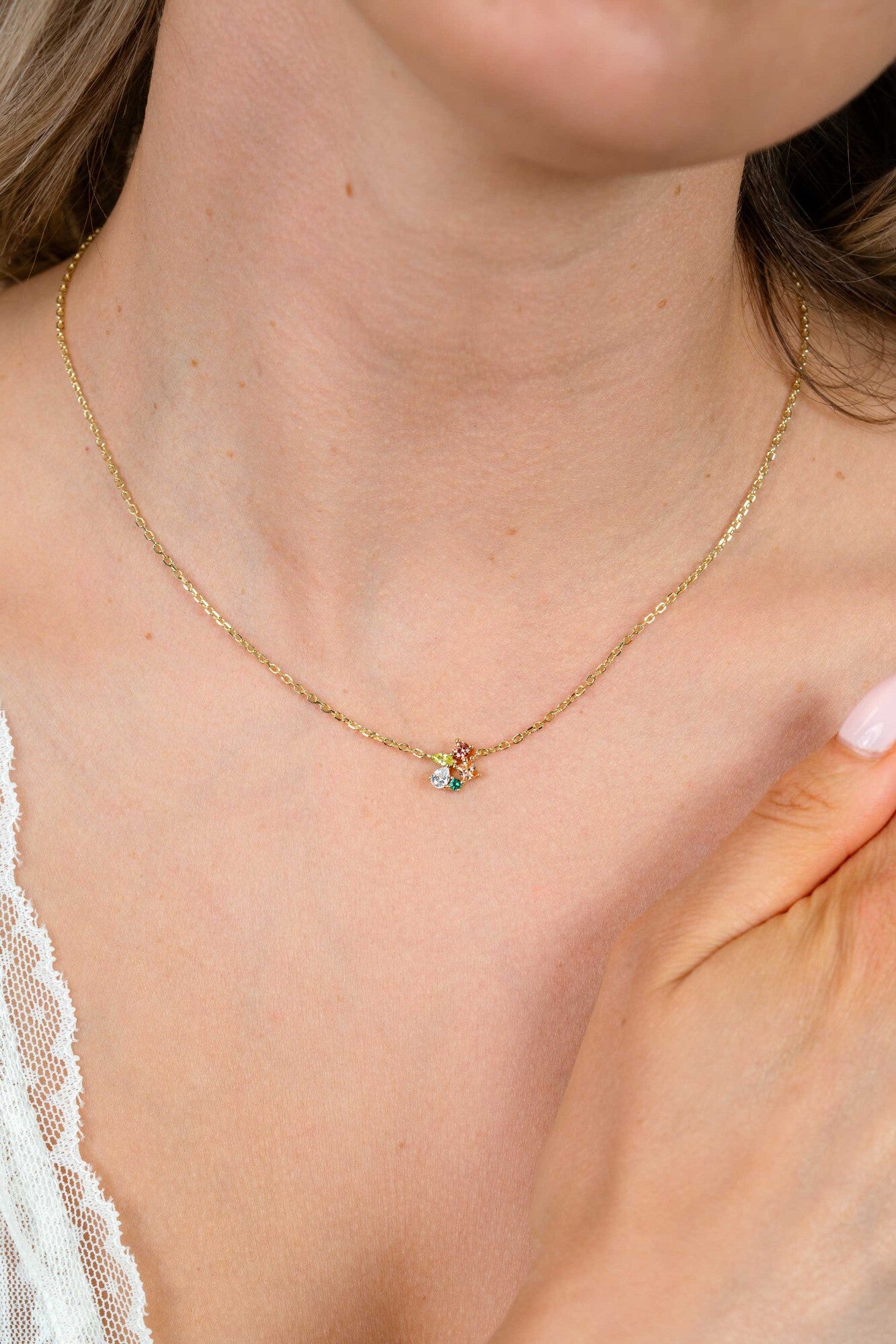 ZINZI Verguld Zilveren Ketting met Bruine Kleursteen ZIC2867