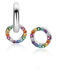 ZINZI zilveren oorbedels rond 8mm bezet regenboog kleuren ZICH2170Z (zonder oorringen) - PansiteNederland.nl