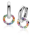 ZINZI zilveren oorbedels rond 8mm bezet regenboog kleuren ZICH2170Z (zonder oorringen) - PansiteNederland.nl