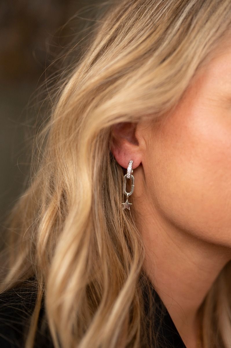 ZINZI zilveren ovale oorbedels sluitring 16mm voor je losse hangertjes ZICH2060 (zonder Oorbedels)