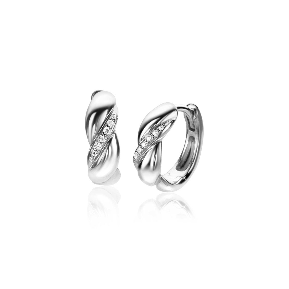 ZINZI Zilveren Oorbellen met Witte Zirkonia - ZIO2295