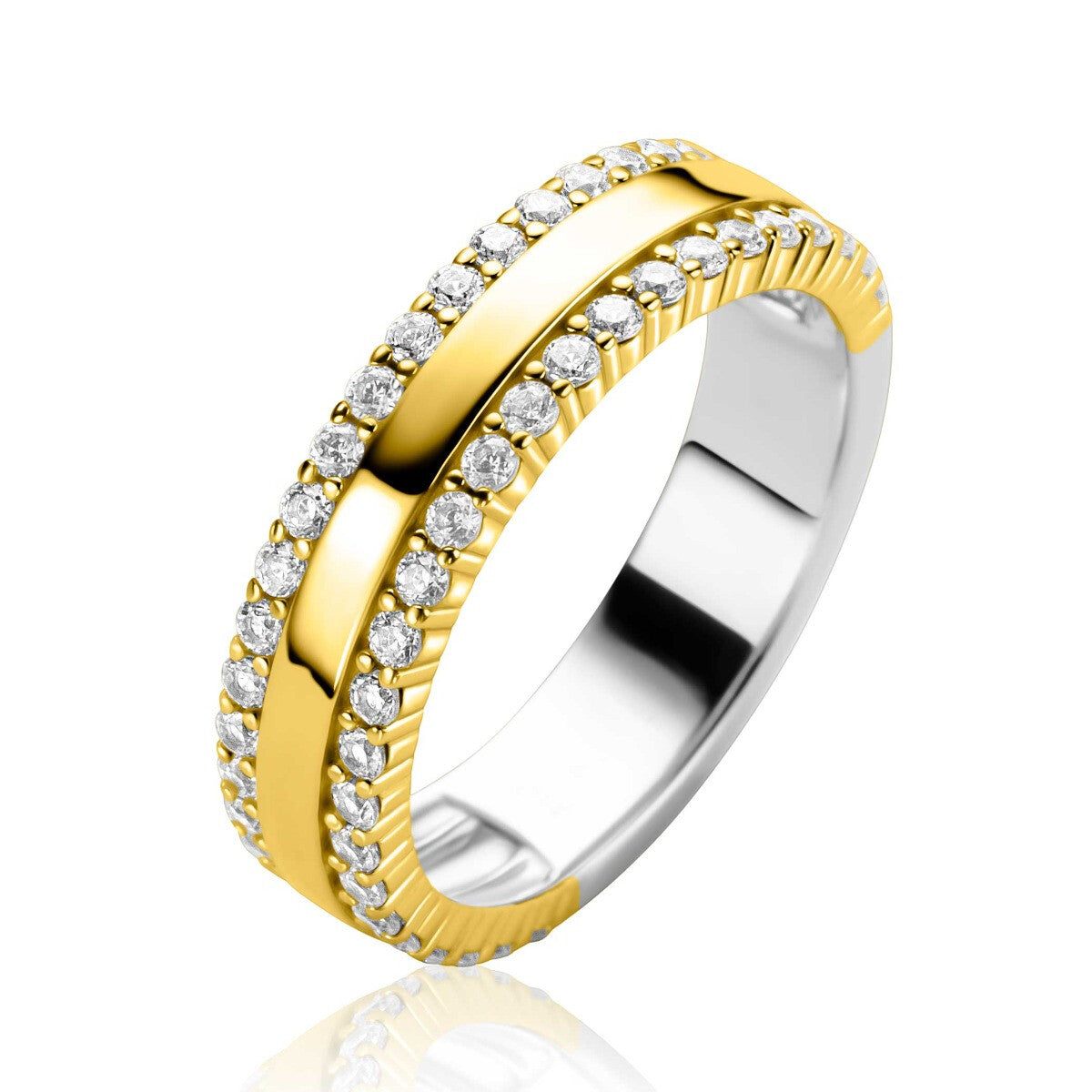 ZINZI Verguld Zilveren Ring met Witte Zirkonia - ZIR2445Y