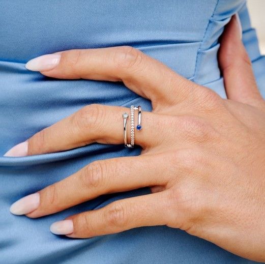 ZINZI Zilveren Ring met Blauw, Wit Zirkonia - ZIR2646B