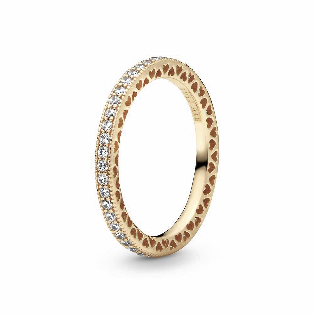 Pandora Sprankeling & Harten Ring goudverguld - 168655C01