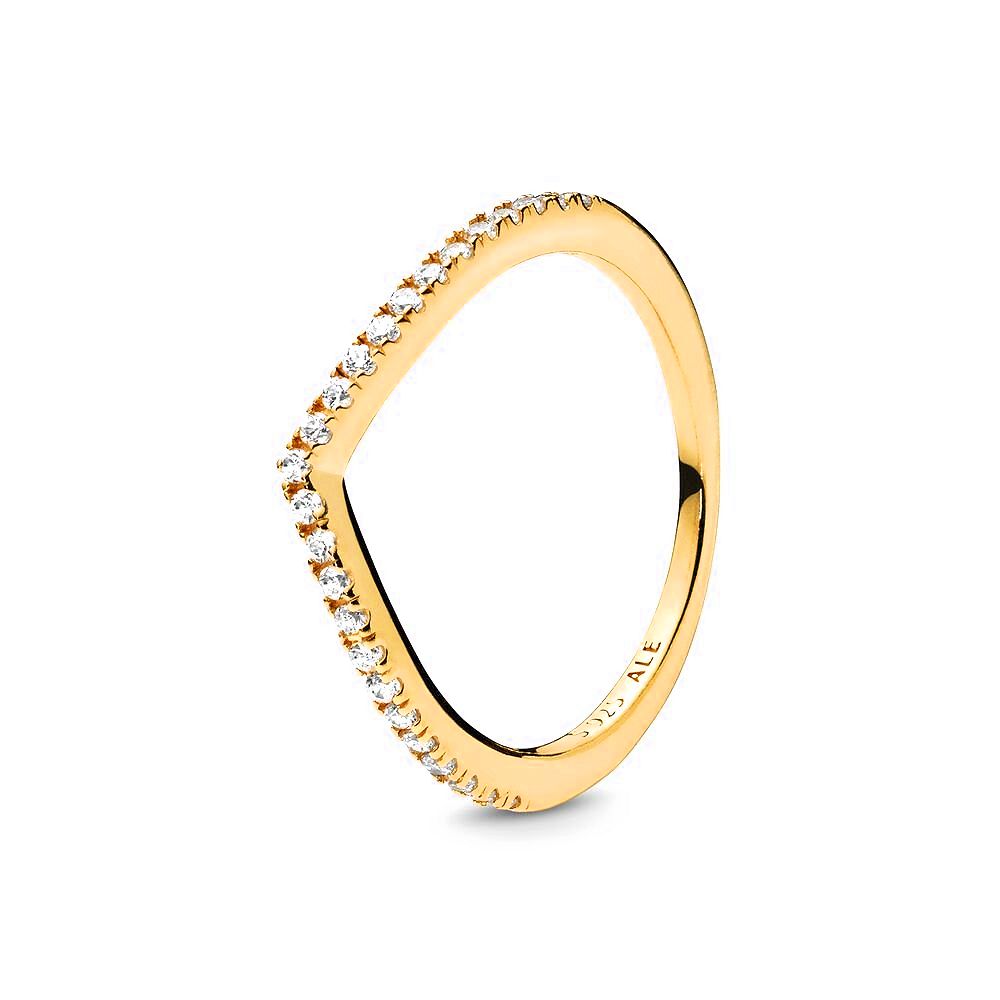Pandora Sprankelende Wishbone Ring goudverguld - 168758C01