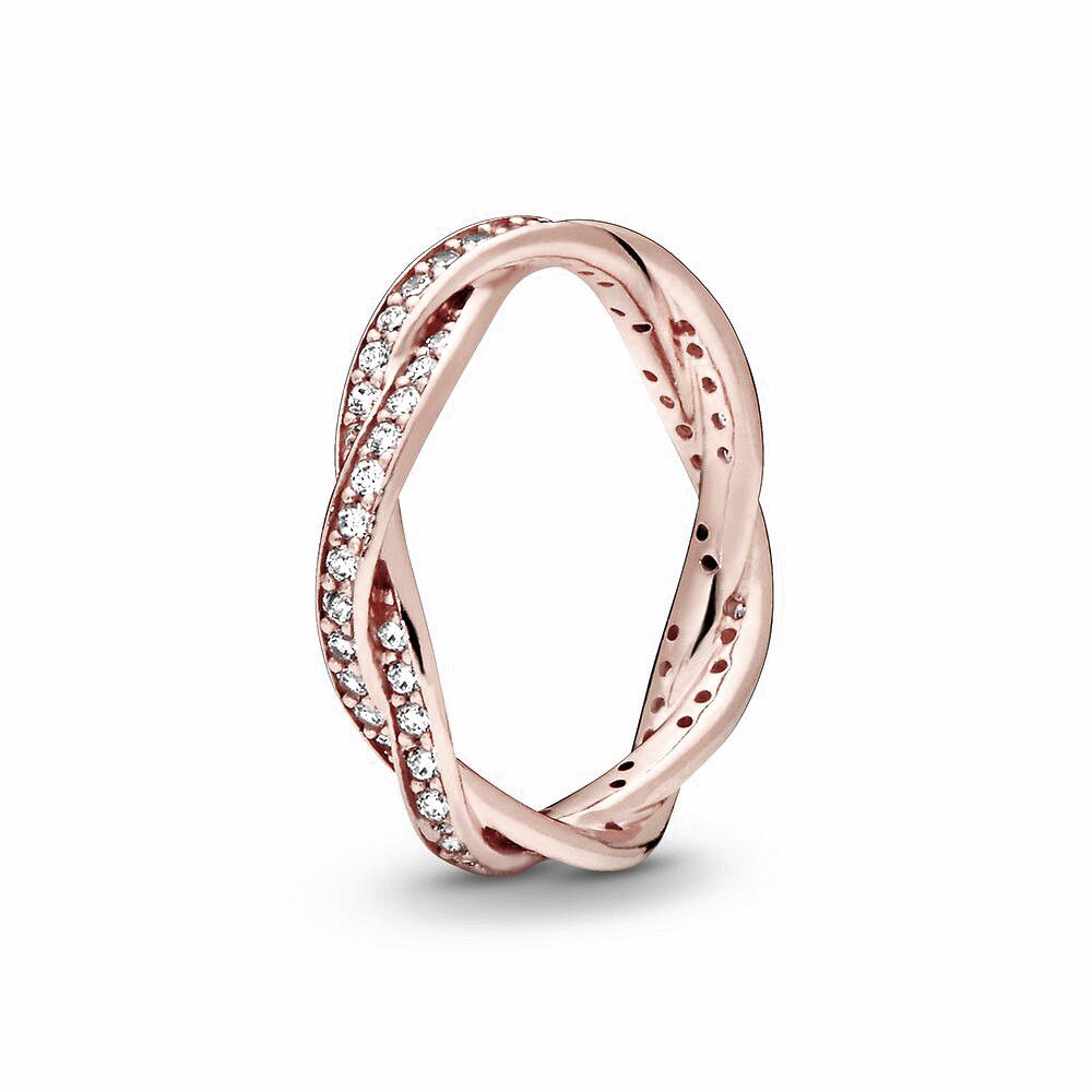 Pandora Sprankelende Gedraaide Lijnen Ring roségoudverguld - 180892CZ