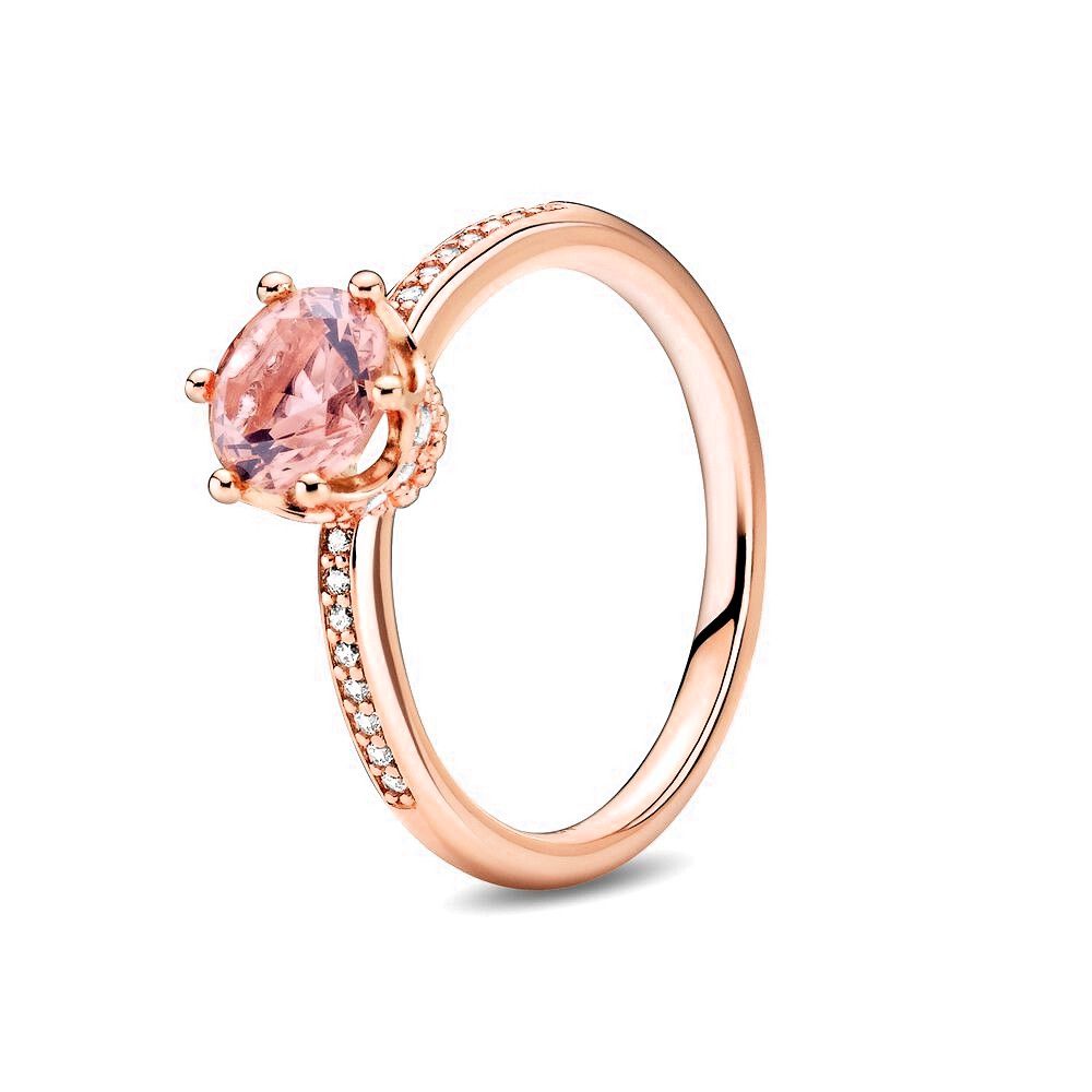Pandora Paarse Glinsterende Kroon Solitaire-ring roségoudverguld - 188289C01