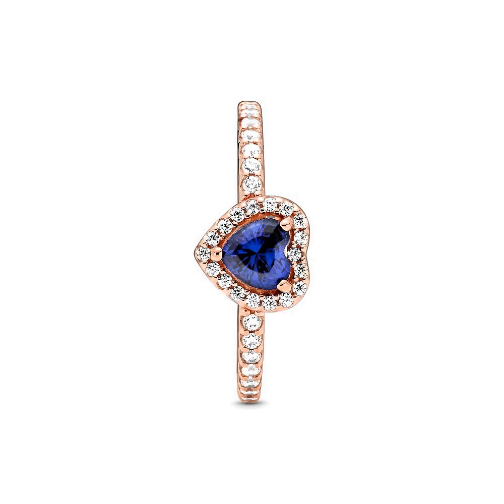 Pandora Sparkling Blue Elevated Heart Ring roségoudverguld - 188421C01