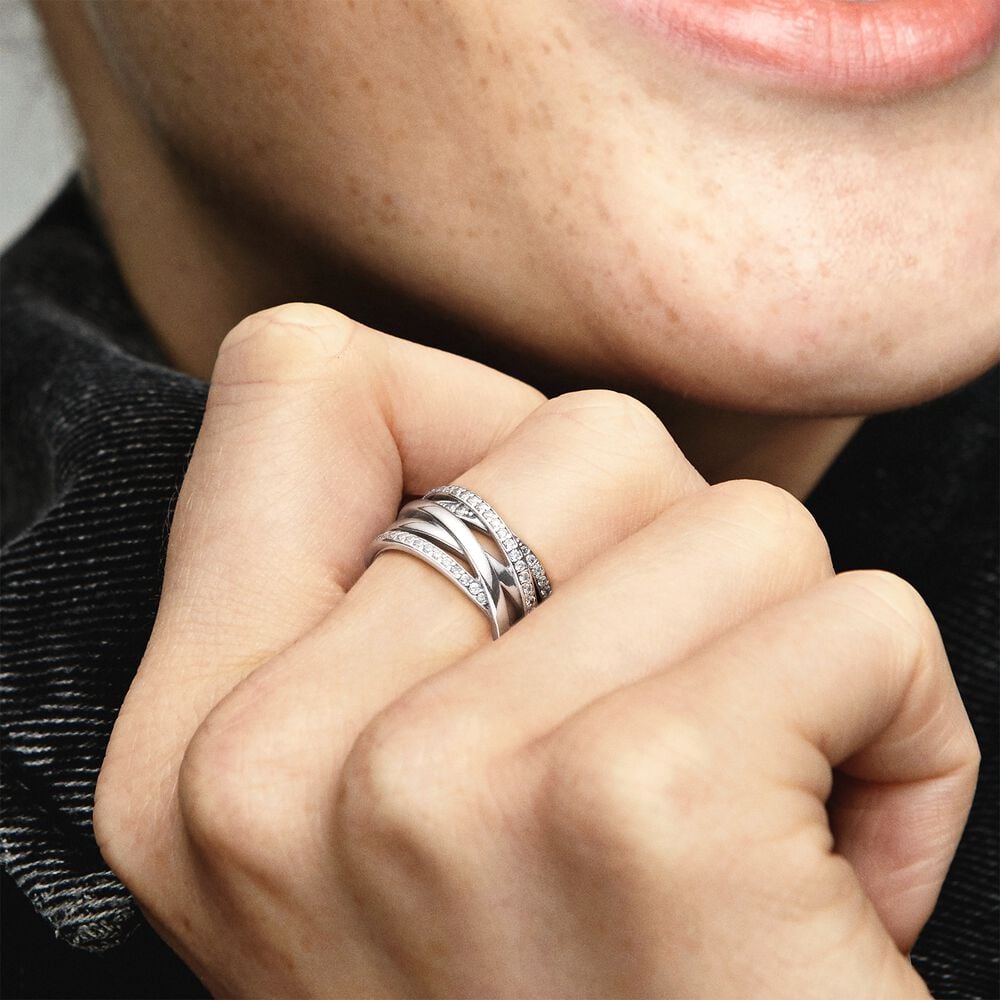 Pandora Sparkling & Polished Lines Ring zilver - 190919CZ