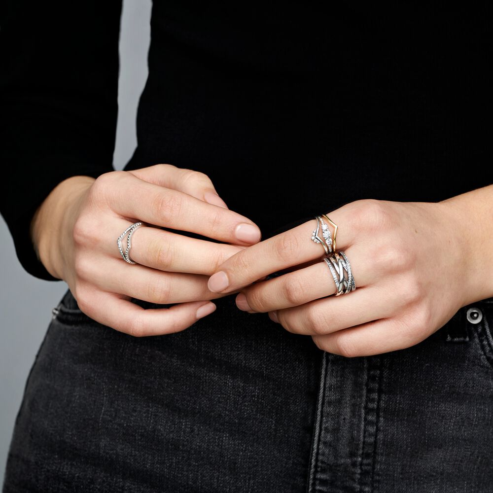 Pandora Sparkling & Polished Lines Ring zilver - 190919CZ