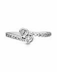 Pandora Two Sparkling Hearts Ring 191023CZ, exclusief en kwalitatief hoogwaardig. Ontdek nu!