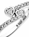 Pandora Two Sparkling Hearts Ring 191023CZ, exclusief en kwalitatief hoogwaardig. Ontdek nu!