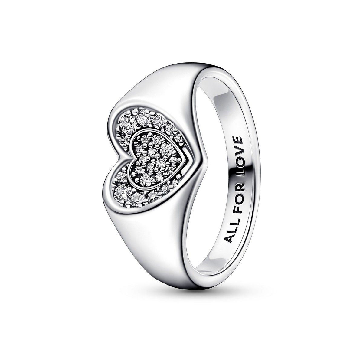 Pandora Radiant Heart Pavé Signet Ring 192491C01, exclusief en kwalitatief hoogwaardig. Ontdek nu!