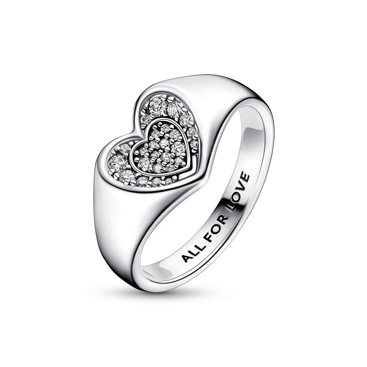 Pandora Radiant Heart Pavé Signet Ring 192491C01, exclusief en kwalitatief hoogwaardig. Ontdek nu!