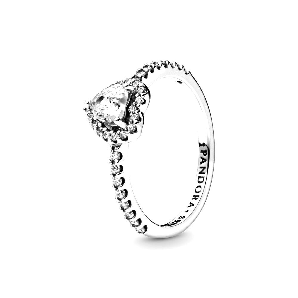 Pandora Verhoogd Hart Ring zilver wit - 198421C01