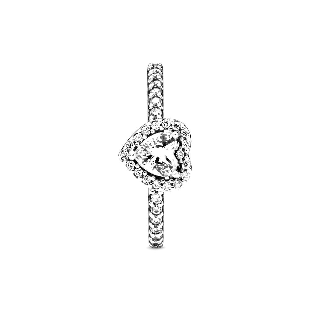 Pandora Verhoogd Hart Ring zilver wit - 198421C01