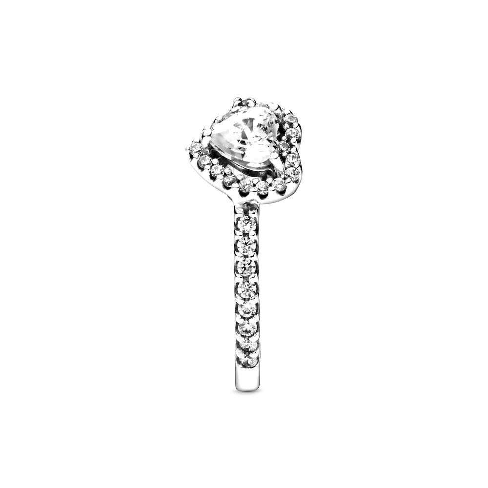 Pandora Verhoogd Hart Ring zilver wit - 198421C01