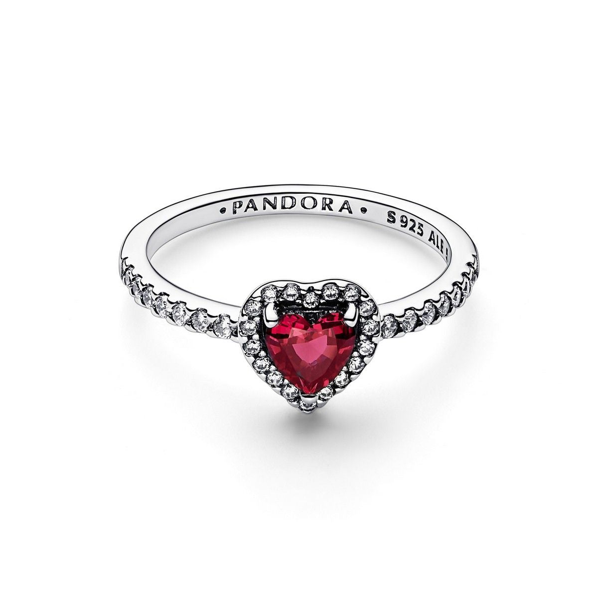 Pandora Verhoogd Rood Hart Ring zilver - 198421C02