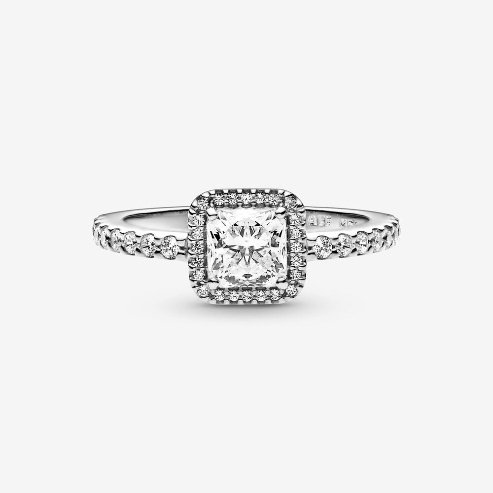 Pandora Square Sparkle Halo Ring zilver - 198863C01