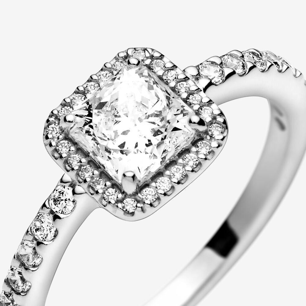 Pandora Square Sparkle Halo Ring zilver - 198863C01