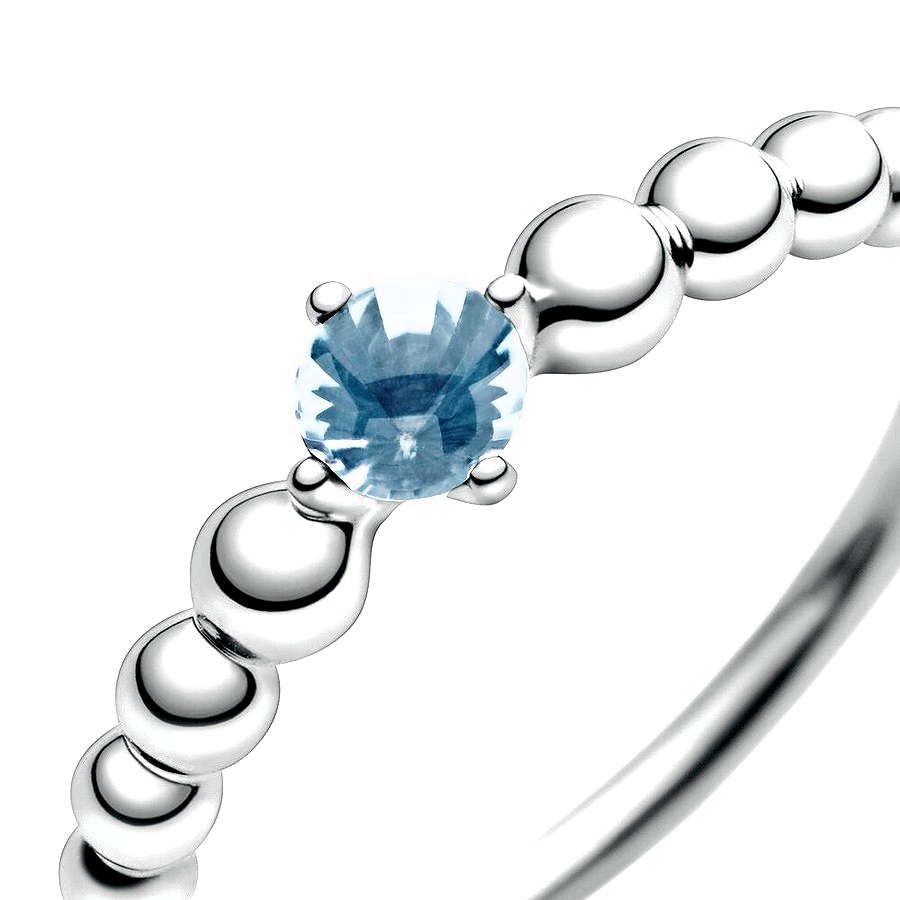 Pandora Aquablauwe Kralenring zilver - 198867C01