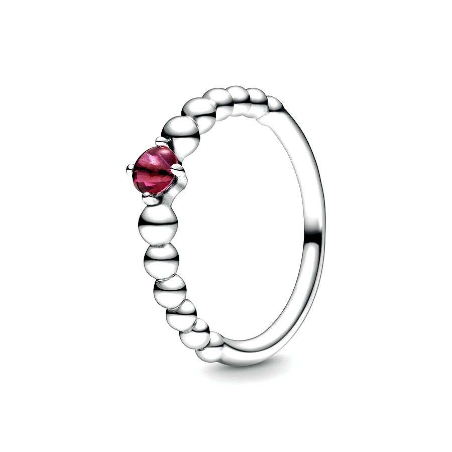 Pandora Juli Geboortesteen Vuurrode Kralenring zilver - 198867C02