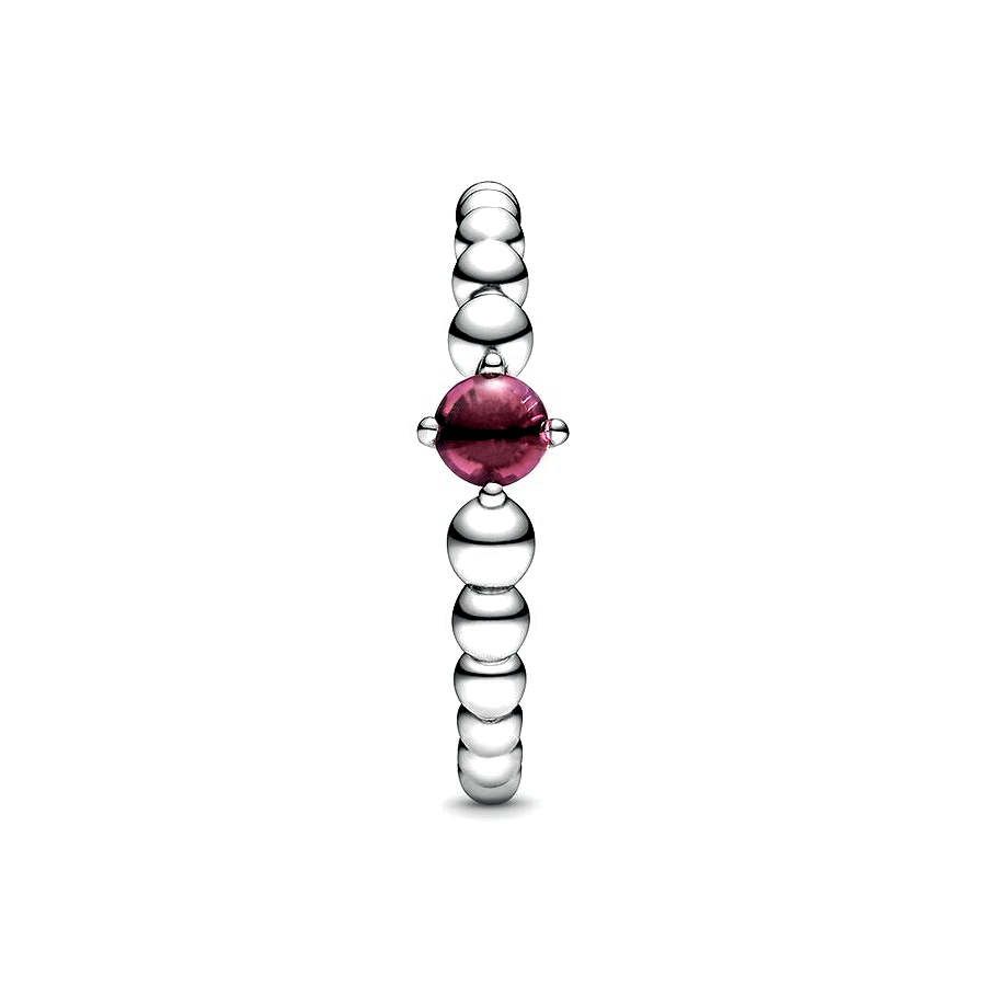 Pandora Juli Geboortesteen Vuurrode Kralenring zilver - 198867C02
