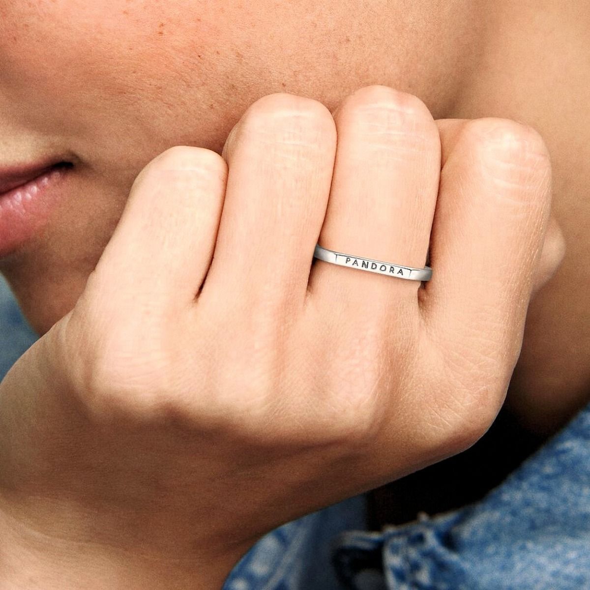 Pandora Stapelring met Logobalkje zilver - 199048C00