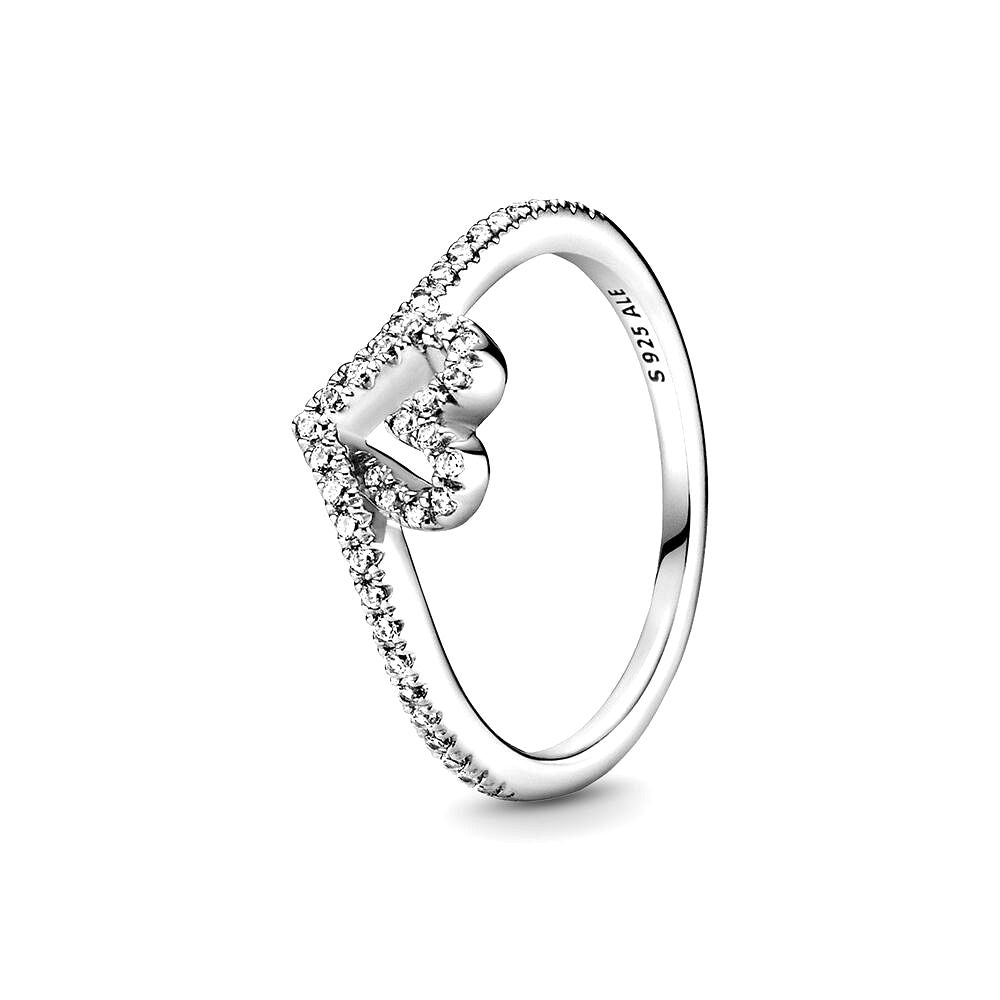 Pandora Sprankelende Wishbone Heart Ring zilver - 199302C01