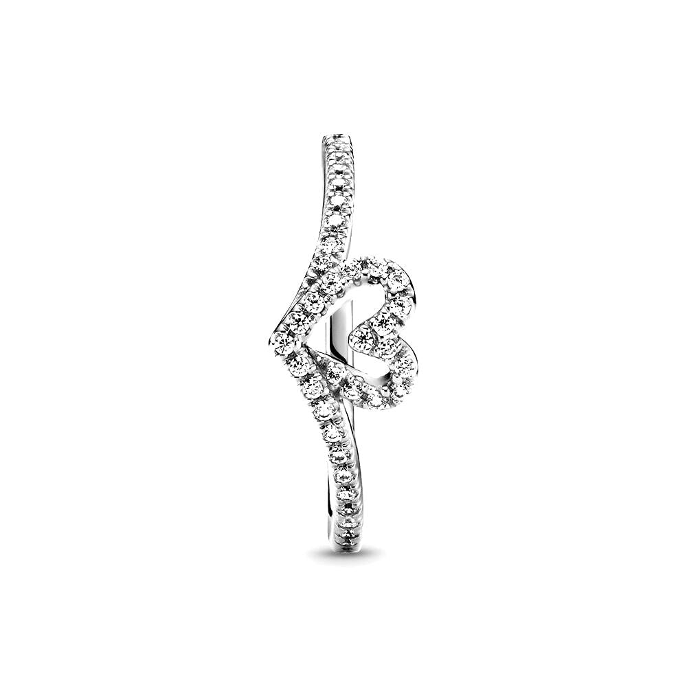 Pandora Sprankelende Wishbone Heart Ring zilver - 199302C01