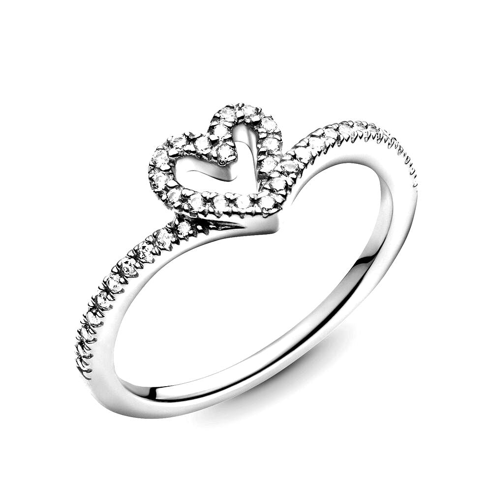Pandora Sprankelende Wishbone Heart Ring zilver - 199302C01