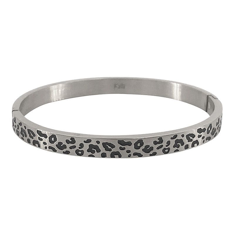Kalli Kalli Fleur Panterprint Armband 2153 - Zilverkleurig 6 mm