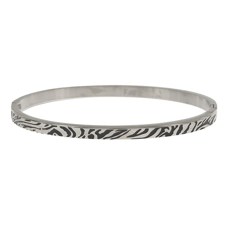 Kalli Kalli Sophia Tijgerprint Armband 2163 - Zilverkleurig 4 mm
