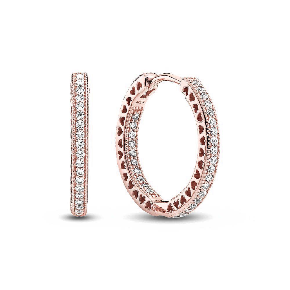 Pandora Sprankeling & Harten Oorbellen roségoudverguld - 286318CZ