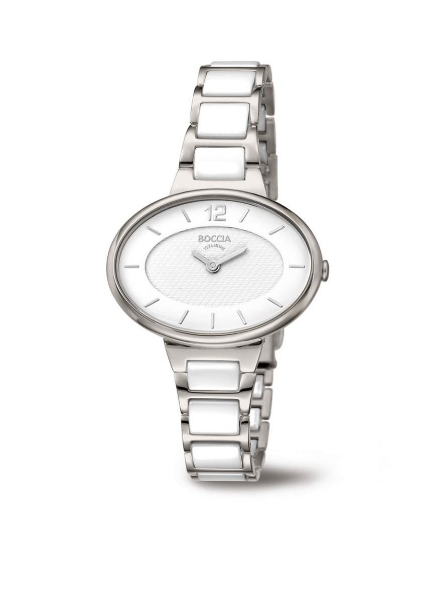 Boccia Titanium 3261 05 horloge Keramiek Wit en zilverkleurig