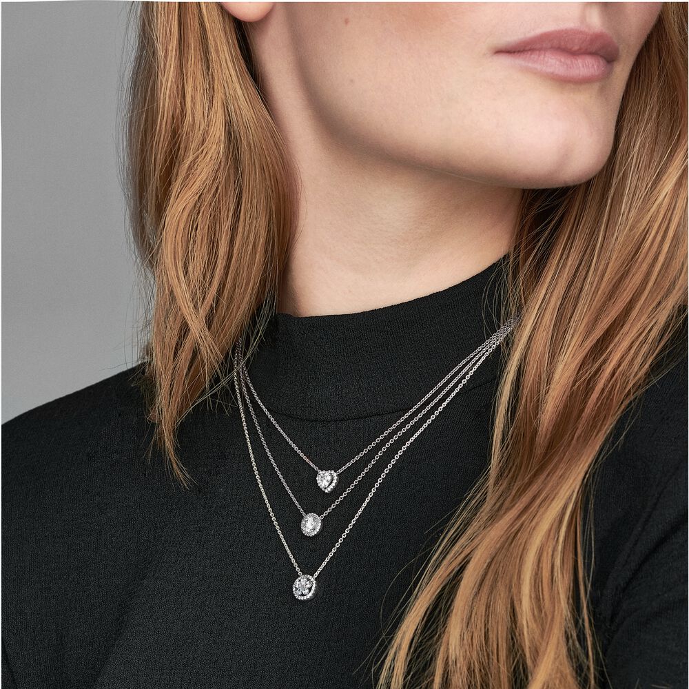 Pandora Ronde Sprankelende Stralenkrans Ketting zilver - 396240CZ