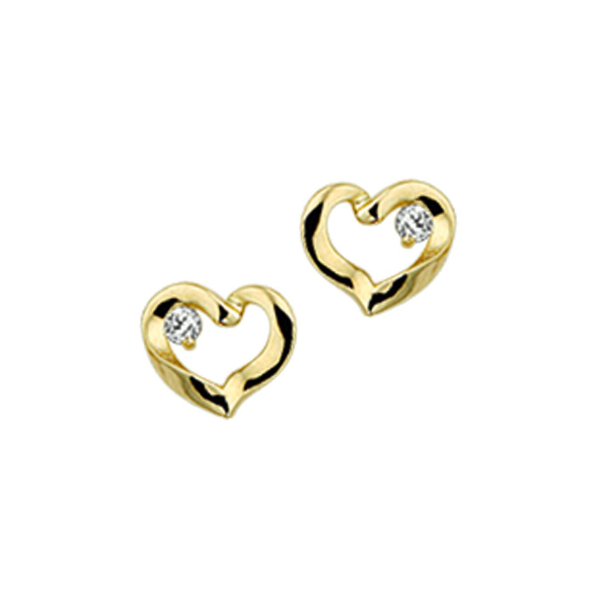 Fantasy Collection Oorbellen hart zirkonia 14K geelgoud