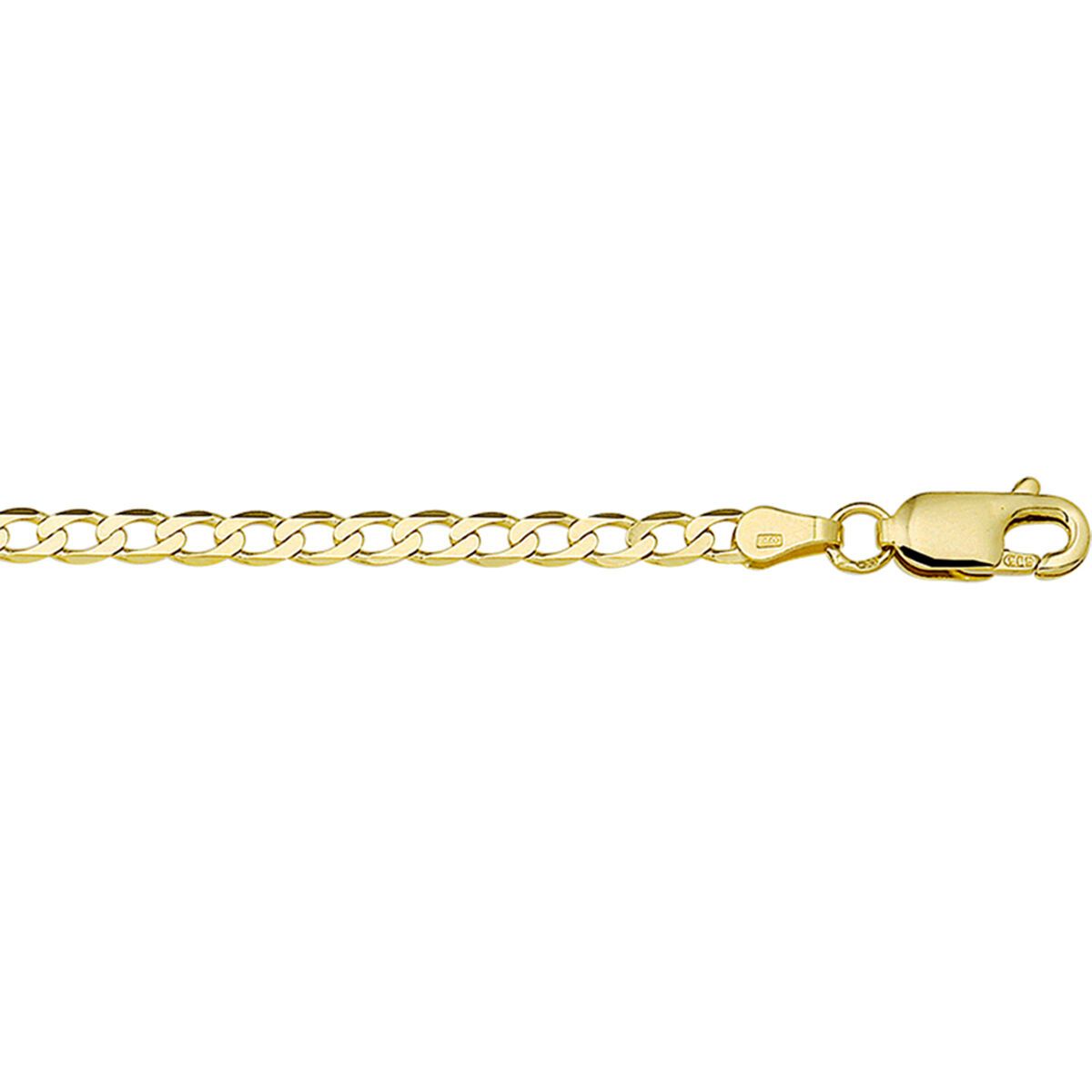 Fantasy Collection Collier gourmette wijd 6 zijdes geslepen 3,3 mm massief 14K geelgoud