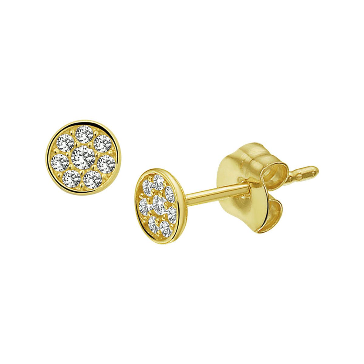 Fantasy Collection Oorbellen zirkonia 4 mm 14K geelgoud