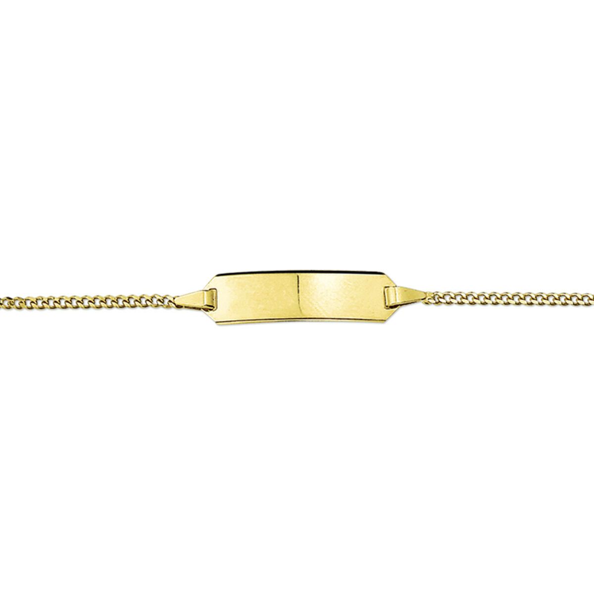 Fantasy Collection Graveerarmband gourmette 4 zijdes geslepen plaat 5,0 mm 14K geelgoud