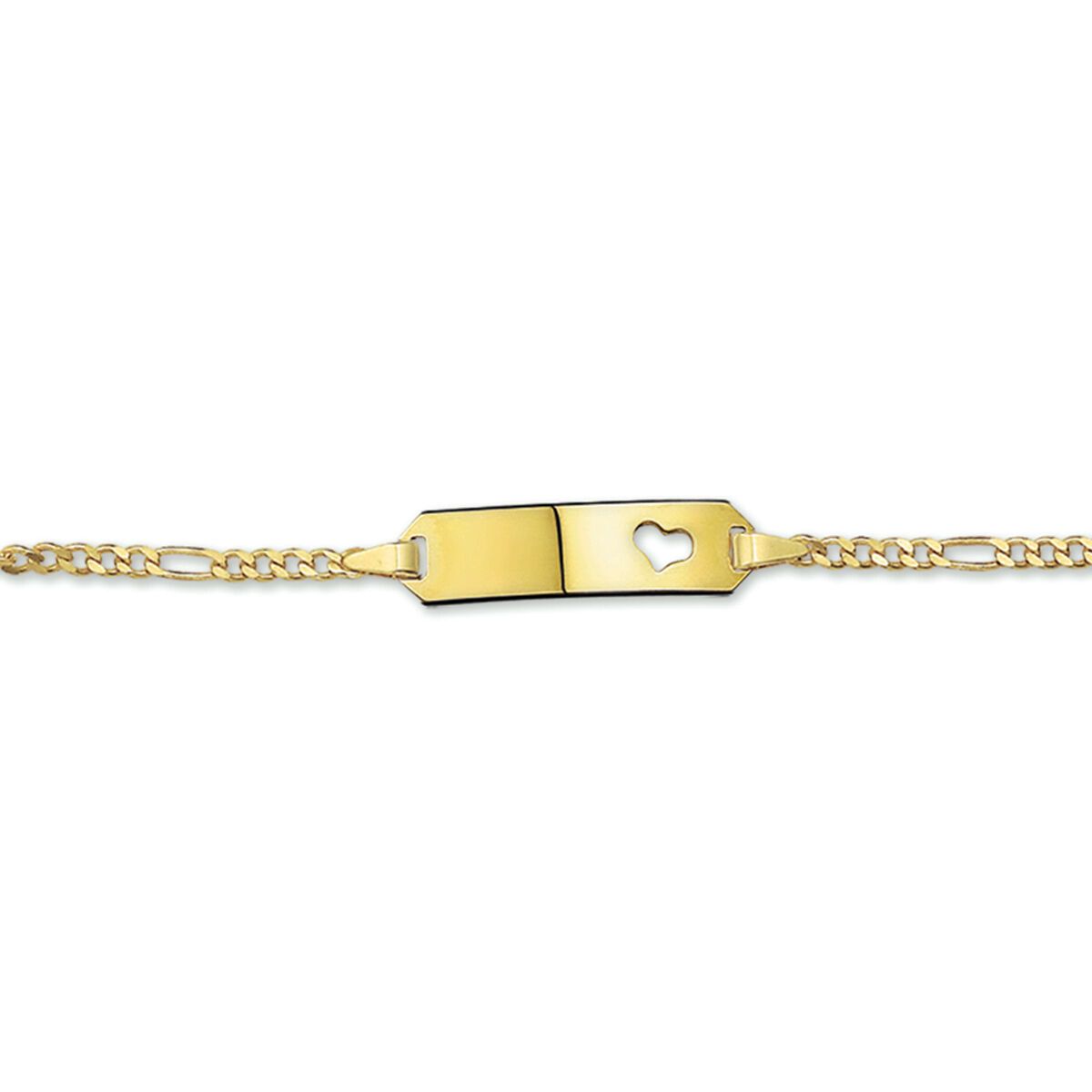 Fantasy Collection Graveerarmband figaro hart plaat 5,0 mm 14K geelgoud - PSN4018450