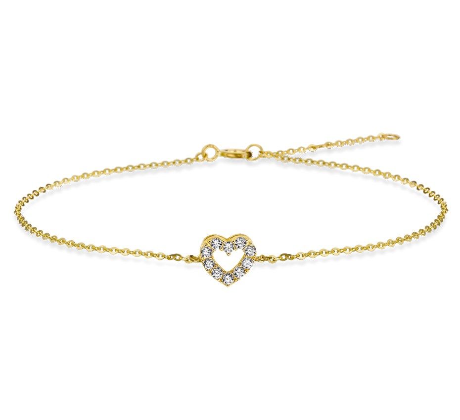 Fantasy Collection Armband hart zirkonia 16,5 - 17,5 - 18,5 cm 14K geelgoud - PSN4018466