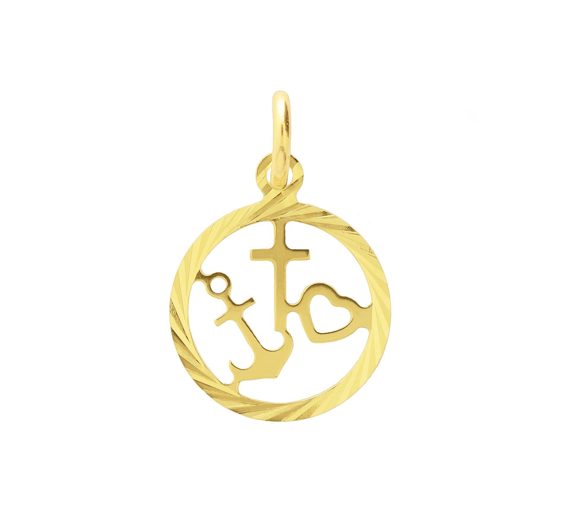 Fantasy Collection Hanger geloof, hoop en liefde gediamanteerd 14K geelgoud