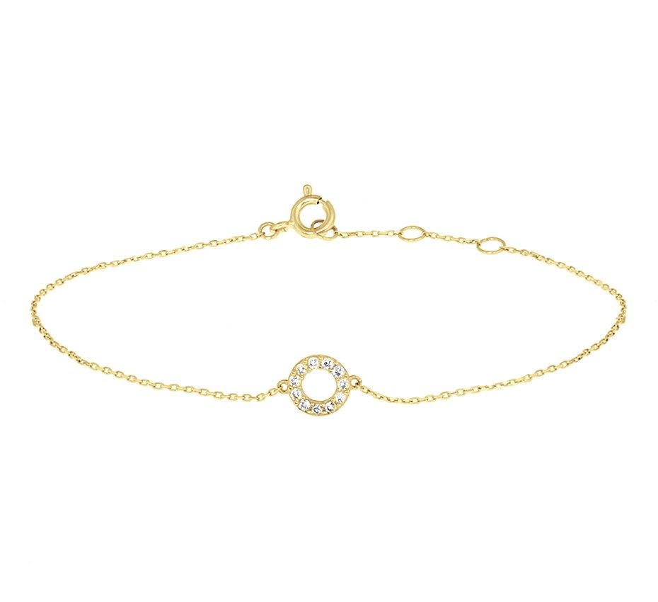 Fantasy Collection Armband rondjes zirkonia 0,8 mm 16,5 - 18,5 cm 14K geelgoud - PSN4018566