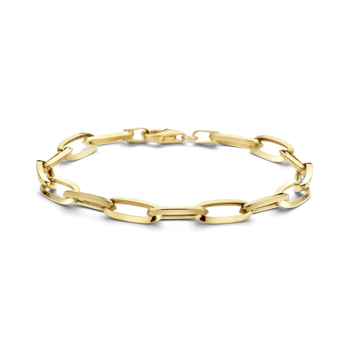 Fantasy Collection Armband paperclip spitse buis 6,0 mm 18,5 cm 14K geelgoud