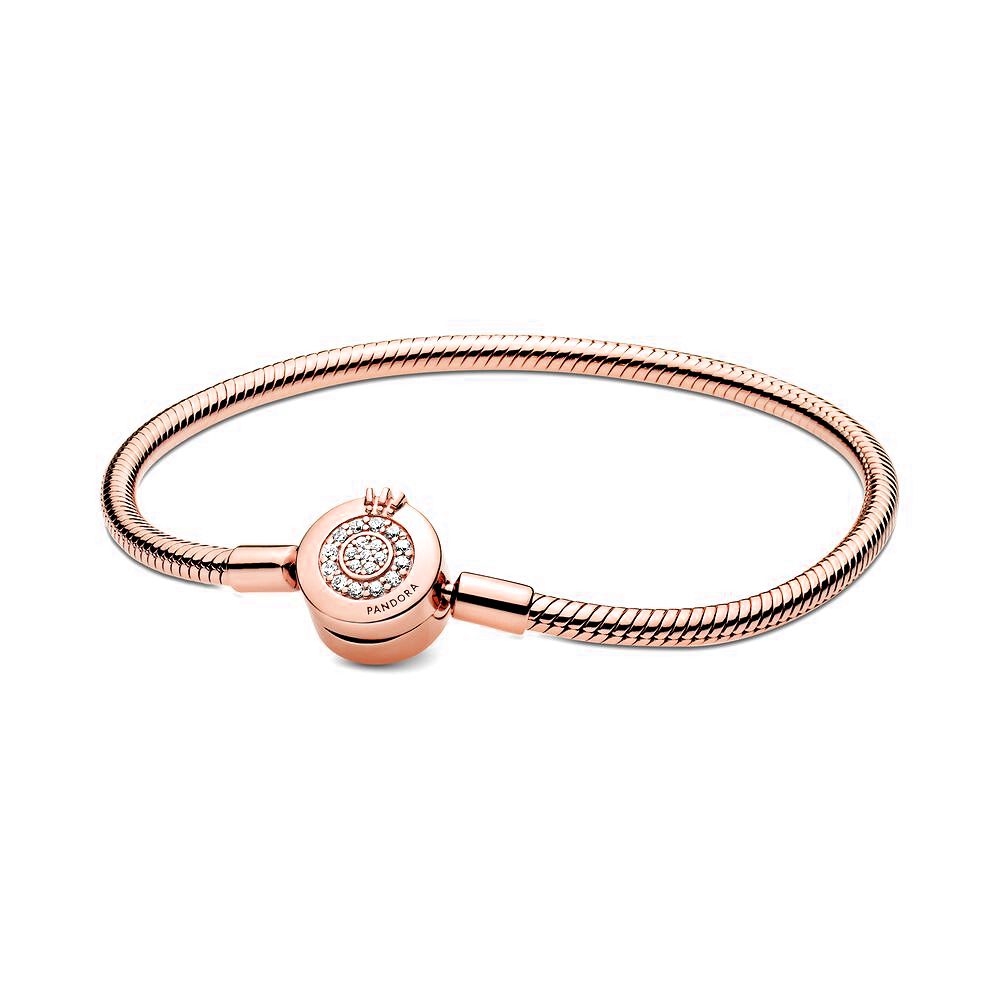 Pandora Moments Sprankelende Crown O Snake Chain Armband roségoudverguld - 589046C01
